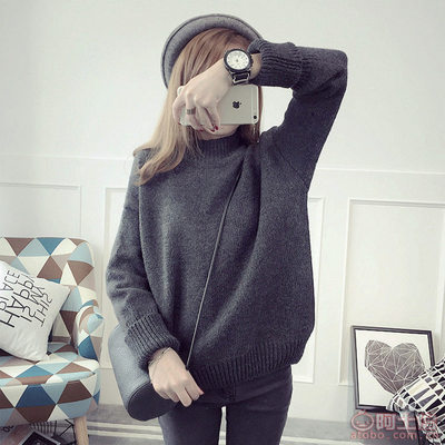 韓系風尚，溫暖加碼 一款秋冬必備的韓版半高領寬松針織衫