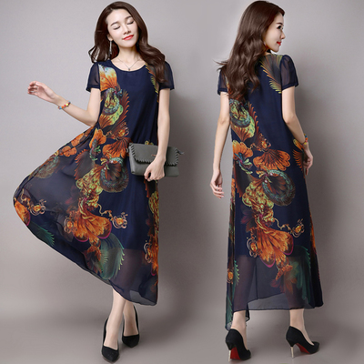 夏日風情 中老年女裝加肥加大碼雪紡連衣裙，優雅出行新選擇